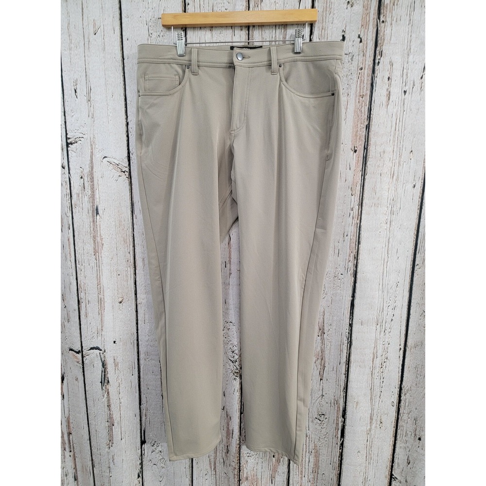 NORDSTROM Men's 36 Slim Fit Five Pocket Performance Pants Khaki Beige EUC